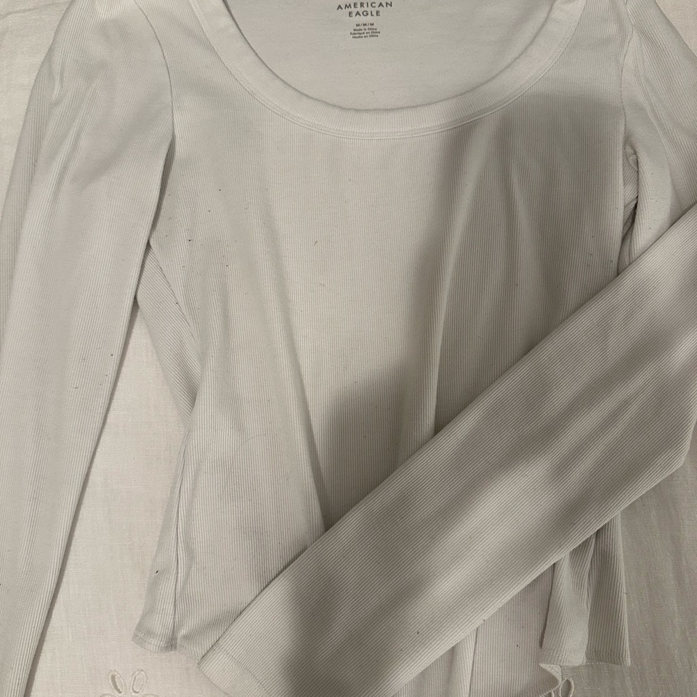American Eagle Outfitters Women's White Long Sleeve Bodysuit